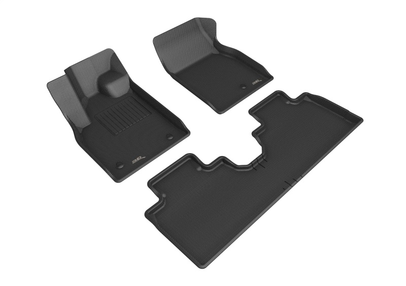 Ford Mustang Mach-E Floor Mats - 1st & 2nd Row - 3D MAXpider - KAGU Series - Black - 2021 Ford Mustang Mach-E Floor Mats - 1st & 2nd Row - 3D MAXpider - KAGU Series - Black - 2021